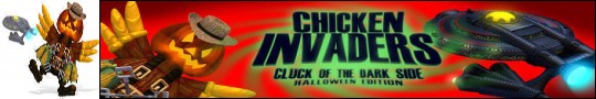 Logo gry Chicken Invaders 5: Cluck of the Dark Side. Halloween Edition